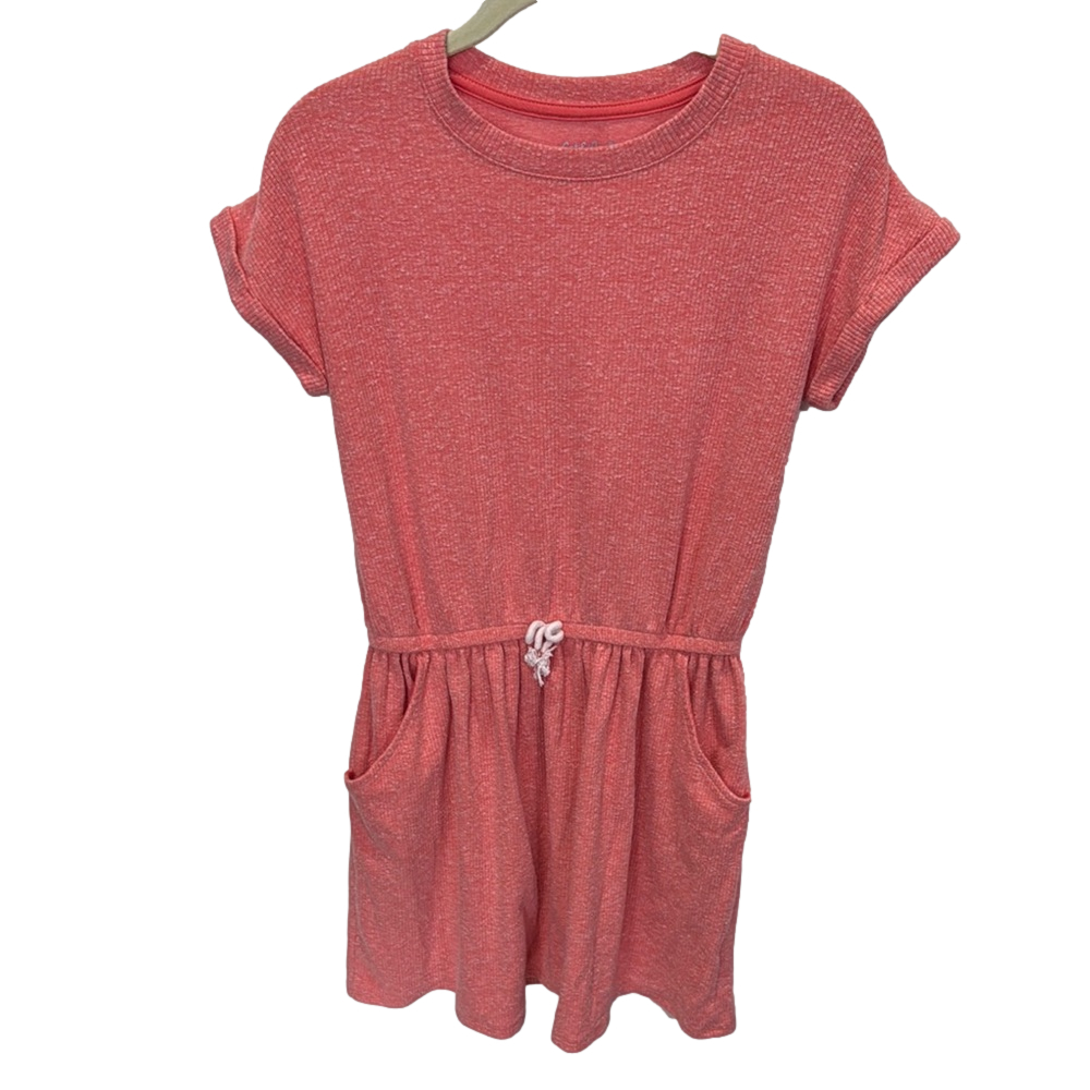 Cat & Jack Orange Ribbed‎ Shirt Dress Elastic Waist Girls XL(14/16)